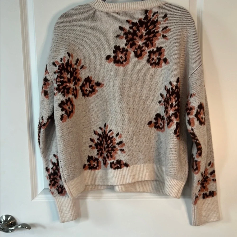 Knox Rose Cream, Brown and Rose Crew Neck Sweater with Contemporary Design - Picture 6 of 6